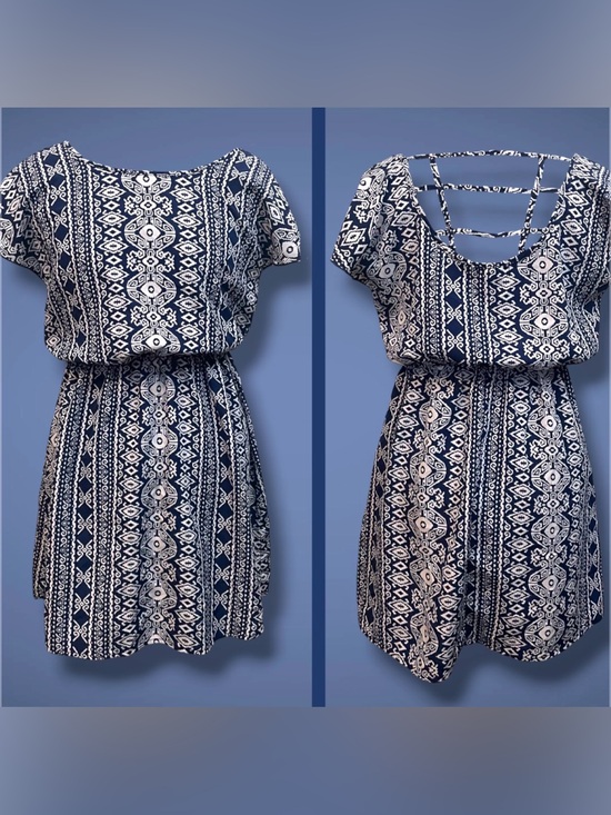 Speechless Dresses & Skirts - Beautiful Aztec Print Navy Blue and White Dress